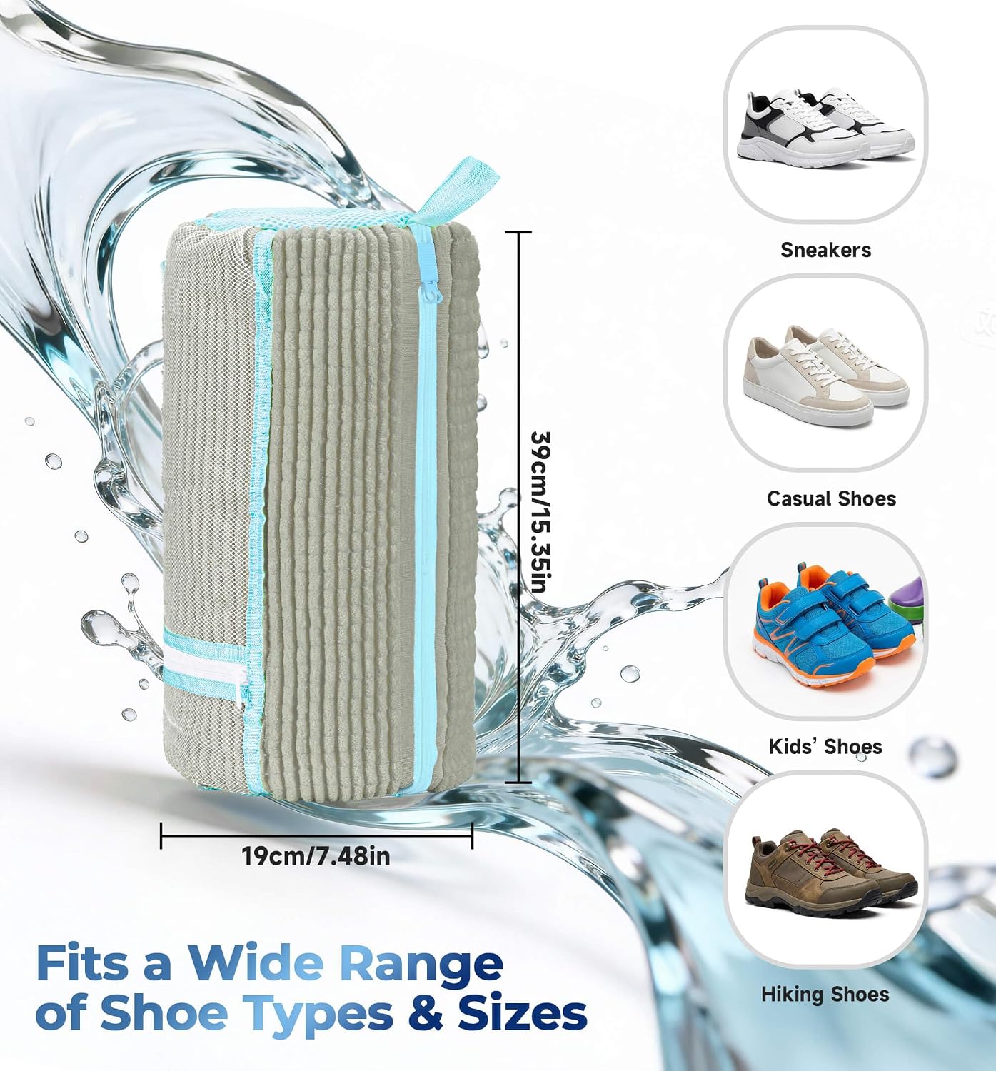 Shoe Washing Machine Bag 2-Pack, Reusable Heavy Duty Laundry Bag - 360° Deep Clean for Sneakers, Tennis Shoes in Washer & Dryer, Prevents Deformation, Yellow