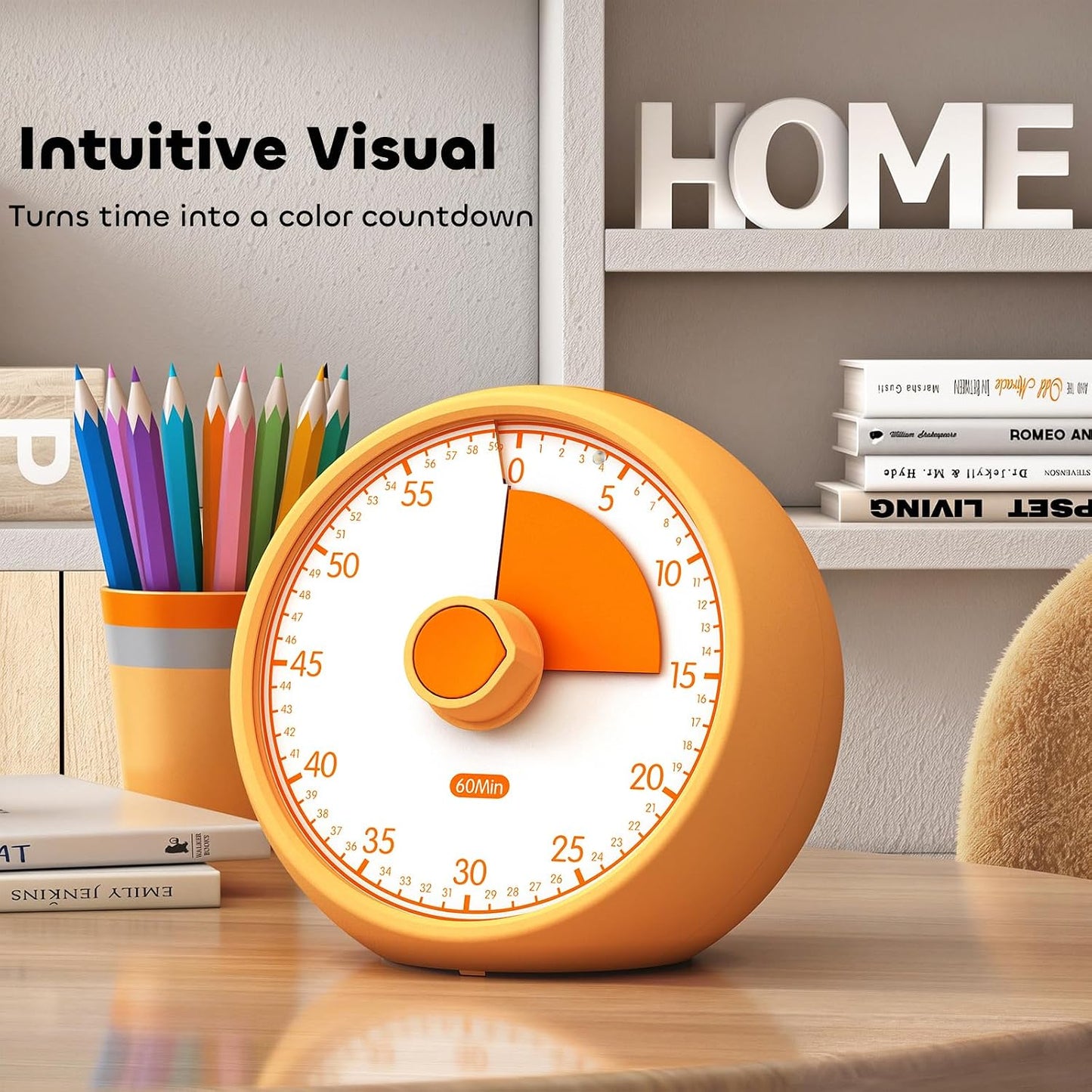 Visual Timer for Kids 60-Minute Countdown Timer with Optional Alarm, Focus Tool for ADHD & Autism, Time Management for Homework, Chores, Office, Kitchen, Teaching & Study Routines (Purple)