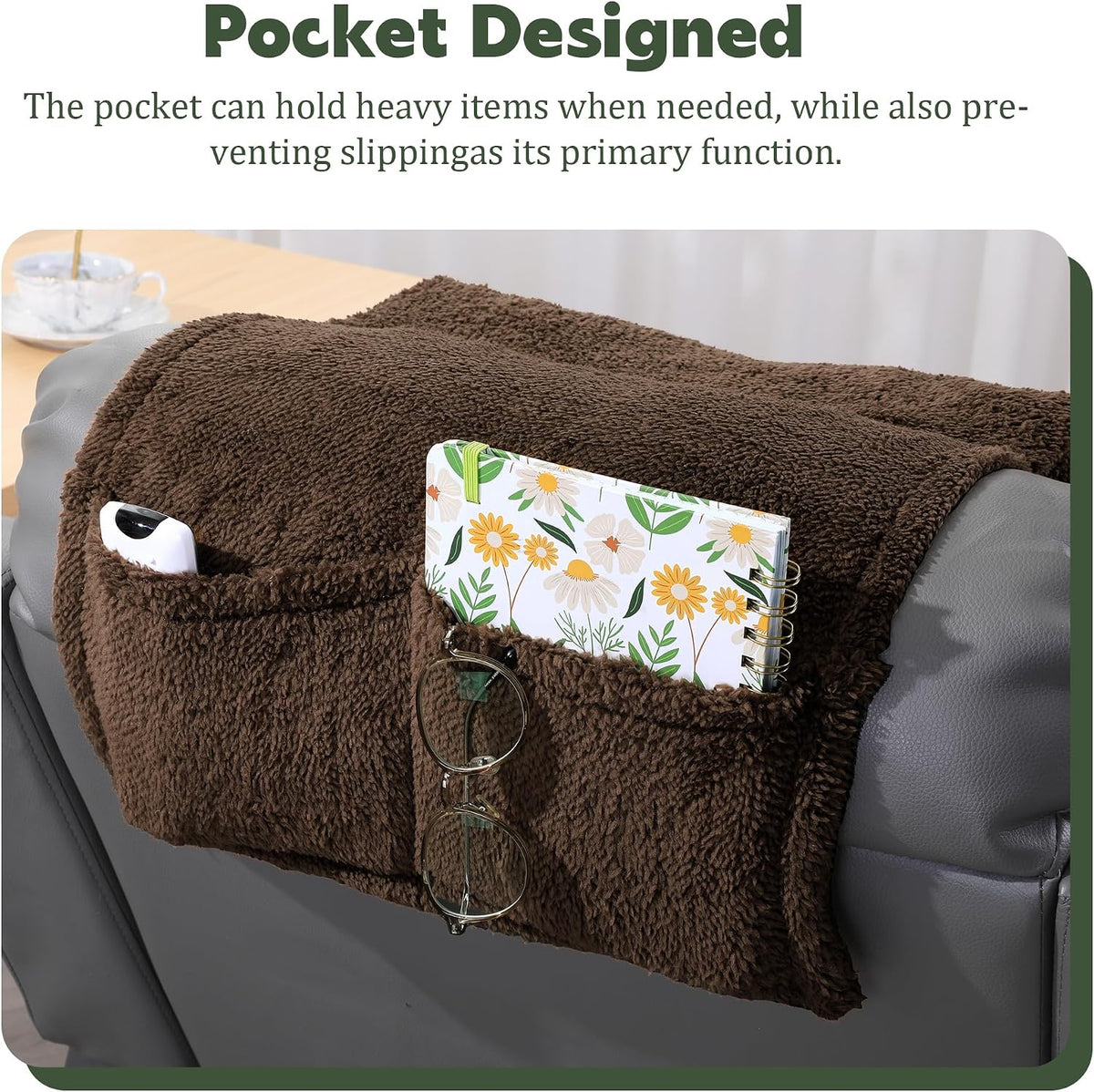 BALAPET Sherpa Head Recliner Pillow with Pocket,Headrest Neck Cushion for Neck Support and Pain Relief,Recliner Head Pillow for Side Sleeping at Home, Office or Traveling(Brown)
