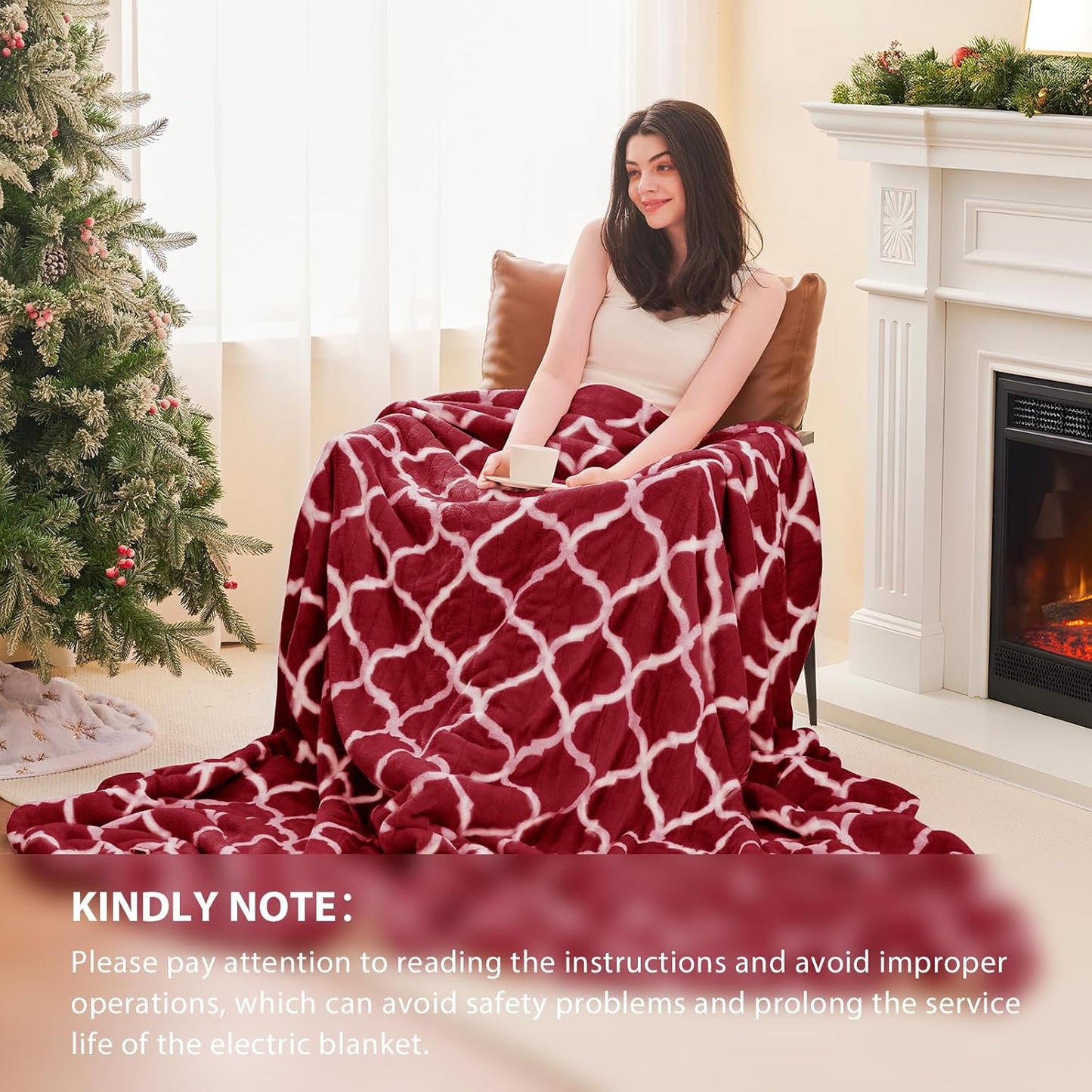 Homemate Heated Blanket Electric Throw - 50“x60“ Heating Blanket with 10 Fast Heat Levels 8 Hours Auto Off Soft Cozy Flannel Over-Heated Protection ETL Certification Keep Warming in Home | Throw with 10 Fast Heat Levels 8 Hours Auto Off Over-Heated