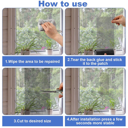 CroBlissful 5 Inch X 20 ft Extra Wide Window Screen Tape Mesh Repair, Gray | Strong Adhesive, Waterproof Fiberglass, Screen Repair Kit Patch, for Window Door Tears Holes