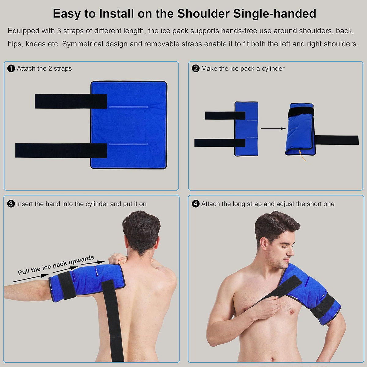 Koo-Care Large Flexible Gel Ice Pack for Injuries Reusable Hot Cold Compress - Fit for Shoulder Arm, Back, Hip, Knee, Shin, Foot Pain Relief, Swelling, Physical Therapy (L, 11" x 14") Pack of 2