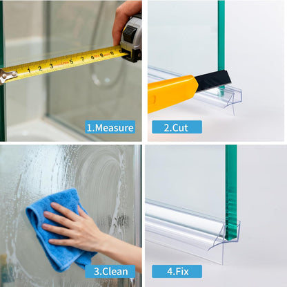 2-Pack ShowerDoor Bottom Seal 3/8" x 36" Polycarbonate Frameless Ultra Clear Shower Door Seal Strip for Glass Doors Stop Leaks and Create a Water Barrier Replacement Shower Cubicle