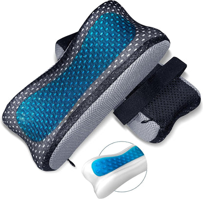 Cooling Gel Armrest Pads,Thick Memory Foam Elbow Pillow for Desk & Gaming Chairs Ergonomic Forearm Support for Pressure Relief,Universal Adjustable Cushion for Work from Home (Set of 2) (Black)