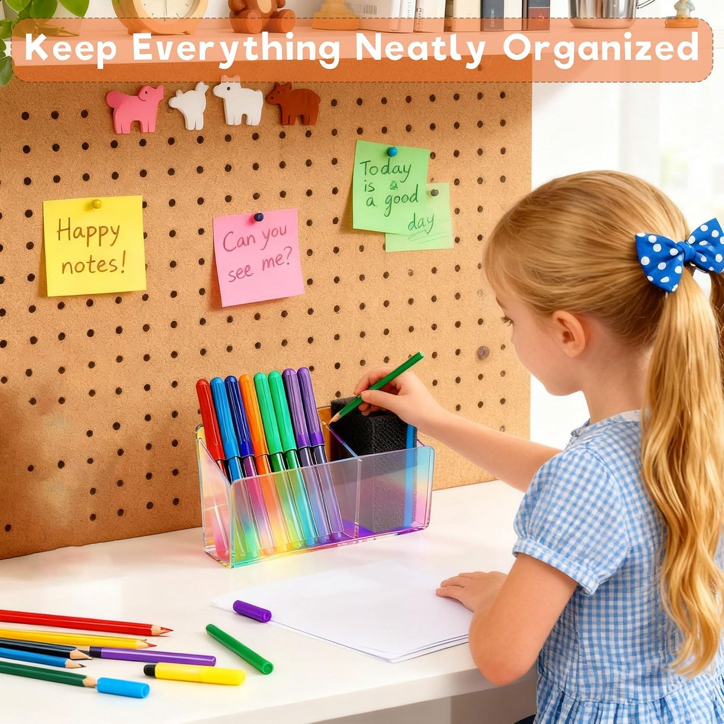 Magnetic Dry Erase Marker Holder - Non-Slip Acrylic Pen Organizer with Powerful Magnets for Whiteboard, Refrigerator, Office Desk, Classroom Supplies & Home Organization-Clear