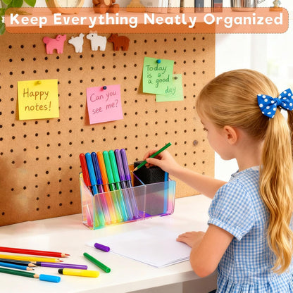 Magnetic Dry Erase Marker Holder - Non-Slip Acrylic Pen Organizer with Powerful Magnets for Whiteboard, Refrigerator, Office Desk, Classroom Supplies & Home Organization-Clear