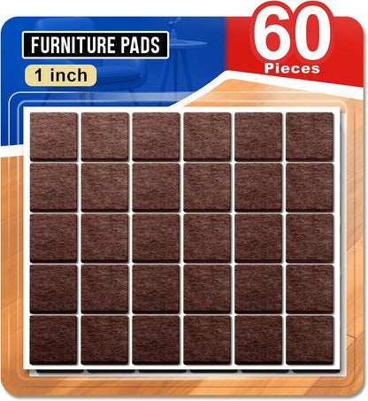 Ansible Felt Furniture Pads Chair Leg Floor Protectors 1" 60PCS | Felt Pads for Hardwood Floors,Self-Adhesive, Reduce Noise and Anti-Scratches,Easy to Install,Beige,Round