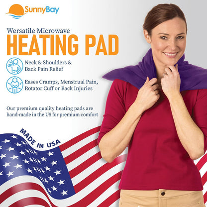 SunnyBay Extra Large Microwave Heating Pad, Microwavable Heavy Weighted Full Body Moist Hot Pack and Washable Fleece Cover, 10x24 Inches, 2.8 lbs, Navy Blue