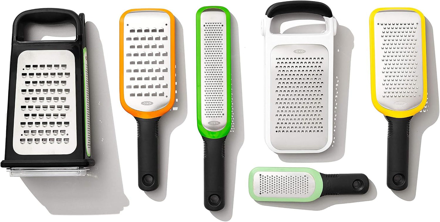 OXO Good Grips Etched Coarse Grater with Handle, Orange | Coarse Kitchen Grater, Sharp Etched Teeth, Non-Slip Handle, Hard Cheese, Vegetables, Chocolate, Easy Grip