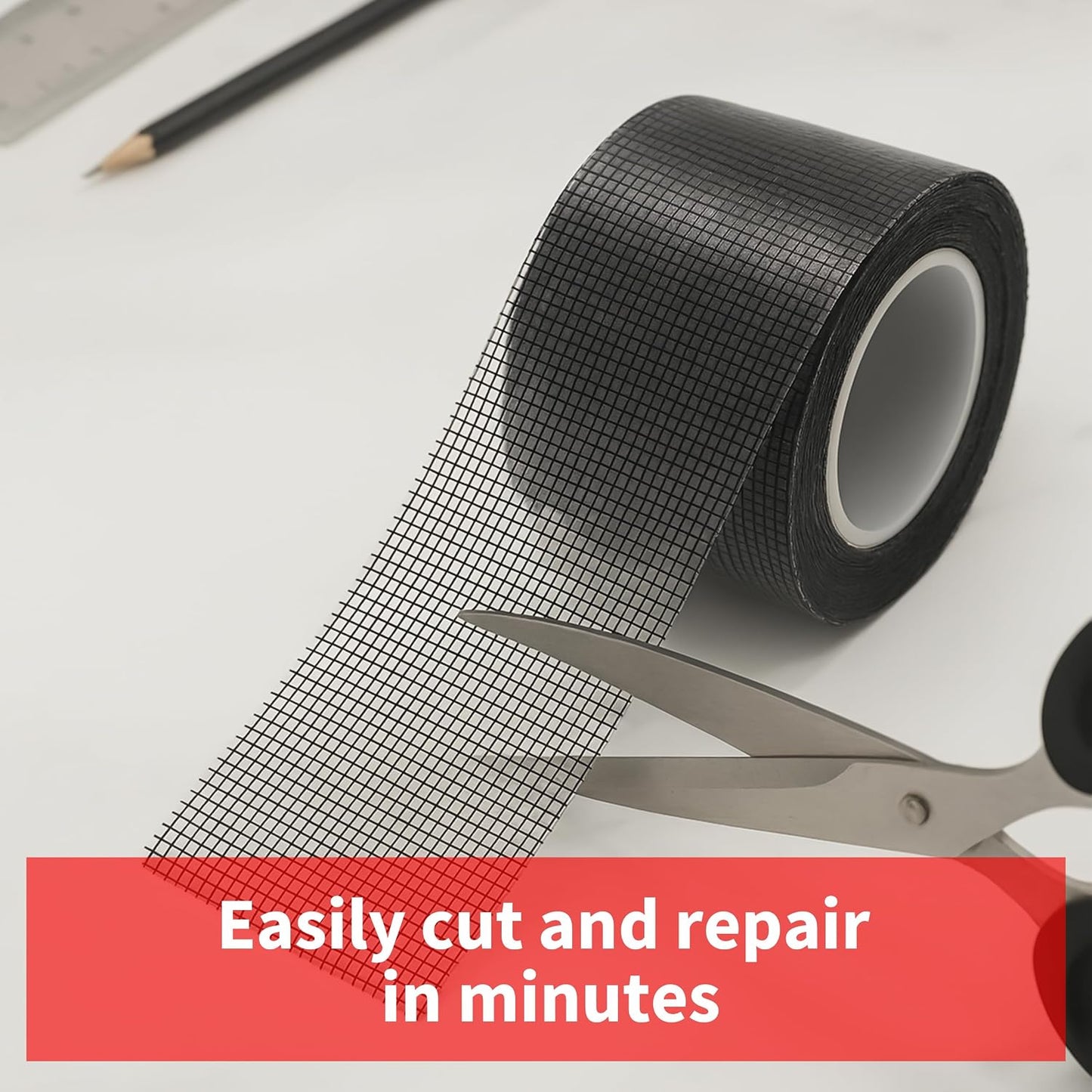Screen Door Repair Tape, Summer Insect Prevention, 2 in x 20 FT Self-Adhesive Fiberglass Mesh Patch Kit, Waterproof Screen Repair Kit for Windows or Doors, Easy to Cut, No Tools Needed