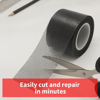 Screen Door Repair Tape, Summer Insect Prevention, 2 in x 20 FT Self-Adhesive Fiberglass Mesh Patch Kit, Waterproof Screen Repair Kit for Windows or Doors, Easy to Cut, No Tools Needed