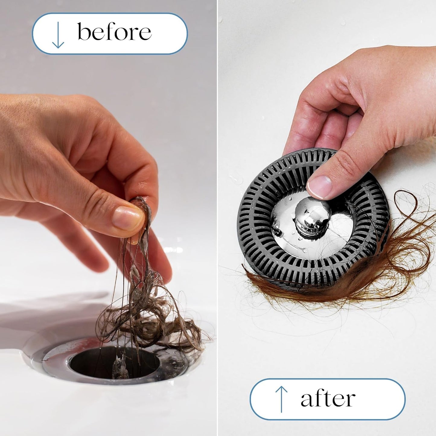 TubRing Pop-Up Drain Protector & Strainer Silicone Hair Catcher, Aqua | Easy snap-in design fits around bathtub stoppers. Customizable utility guard for clog prevention. Fits 1.85"- 2.16" drains.