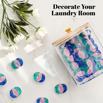 HomePekite Laundry Pods Storage Container, Clear Laundry Room Organization and Storage ,Detergent Powder Container,with Wooden Lids & Labels, 3+1 Pack