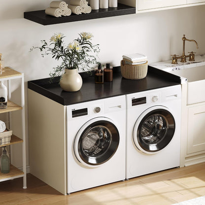 ChooChoo Washer Dryer Countertop, Adjustable Shelf, 2-Tier | Laundry Room Topper, Spacious Storage, For Folding Clothes & Efficient Organization, Walnut