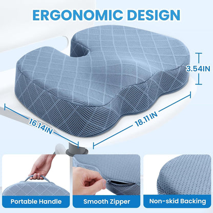 TushGuard Seat Cushion, Memory Foam Office Chair Cushion - Black, Large