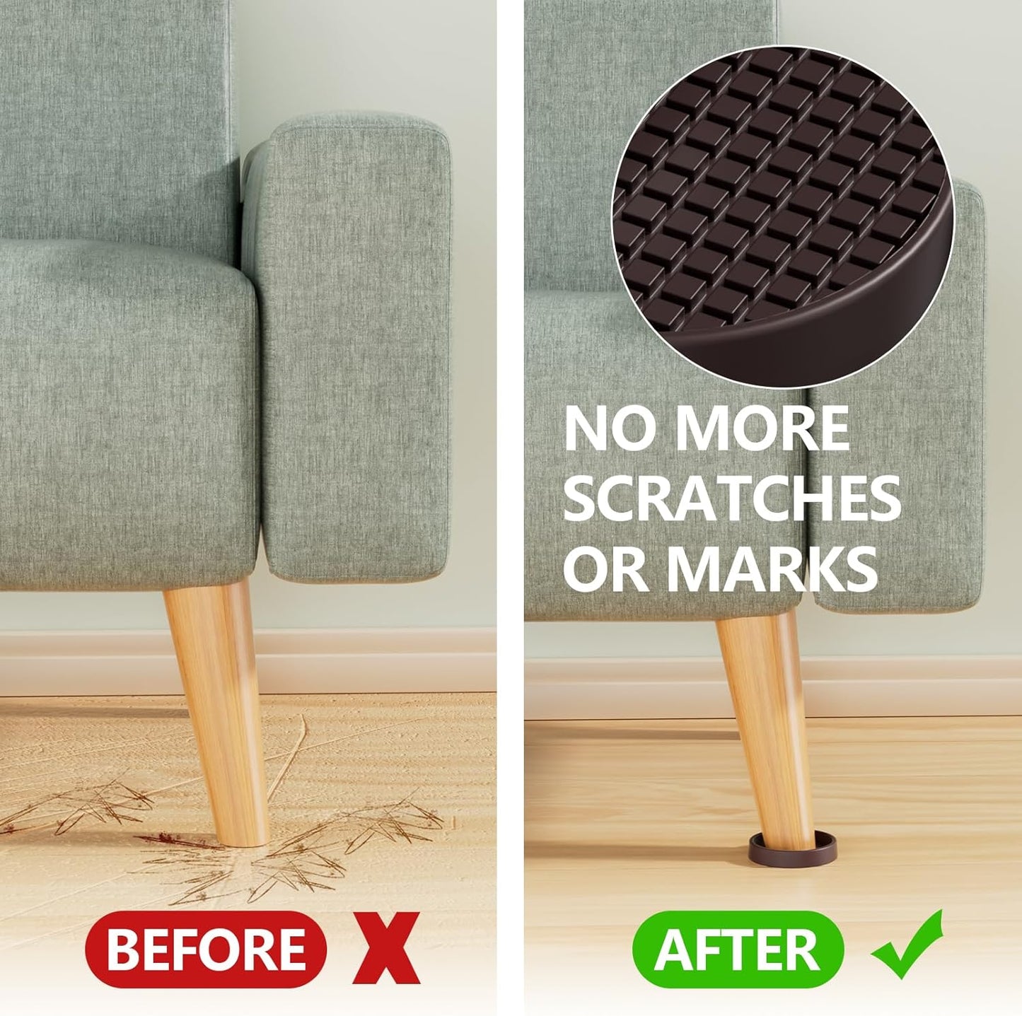 Non Slip Furniture Pads for Hardwood Floors - 12PCS 2" Caster Cups, Round | Furniture Stoppers to Prevent Sliding, Anti Slip Furniture Coasters Cup, Floor Protectors for Furniture Bed Couch Chair,Black