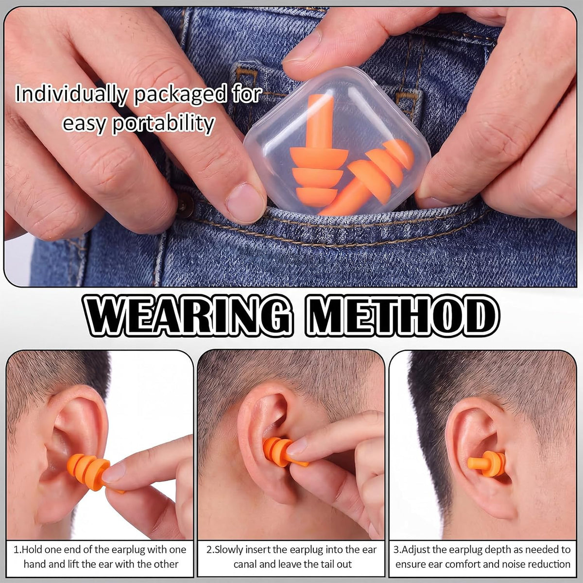 24 Pairs Black Ear Plugs Bulk NRR 29dB Reusable Silicone Ear Plugs with Plastic Cases Soft Foam Plug for Sleeping Noise Cancelling Concerts Shooting Swimming Noise Reduction