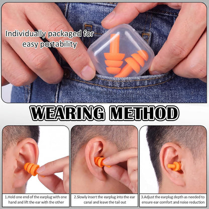 24 Pairs Black Ear Plugs Bulk NRR 29dB Reusable Silicone Ear Plugs with Plastic Cases Soft Foam Plug for Sleeping Noise Cancelling Concerts Shooting Swimming Noise Reduction