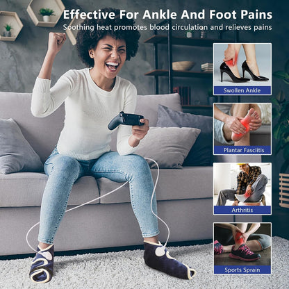 JOBYNA Ankle/Toe/Foot Warmer | Full Coverage Heated Foot Wrap |86-158℉ Continuous Setting| 10-90min Timer| Electric Heating Pad for Plantar Fasciitis Relief, Neuropathy Pain Relief for Foot(1 Pack)