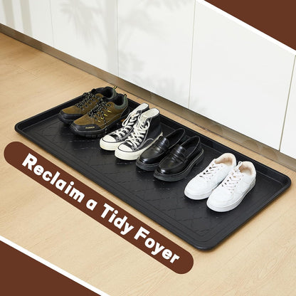 3 Pack Extra Large Boot Tray 40"x20" Long Shoe Mats Boot Storage with Raised Edge Waterproof Plastic Wet Shoe Tray for Entryway Floor Indoor Outdoor Mudroom Multi Use(Black)