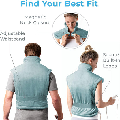 Pure Enrichment PureRelief XL Extra-Long Back & Neck Heating Pad, Safe Heat Therapy for Sore Muscles, Pain, & Cramps in Neck, Back, & Shoulders, 4 Heat Settings w/Auto Shut-Off, Soft Fabric (Gray)