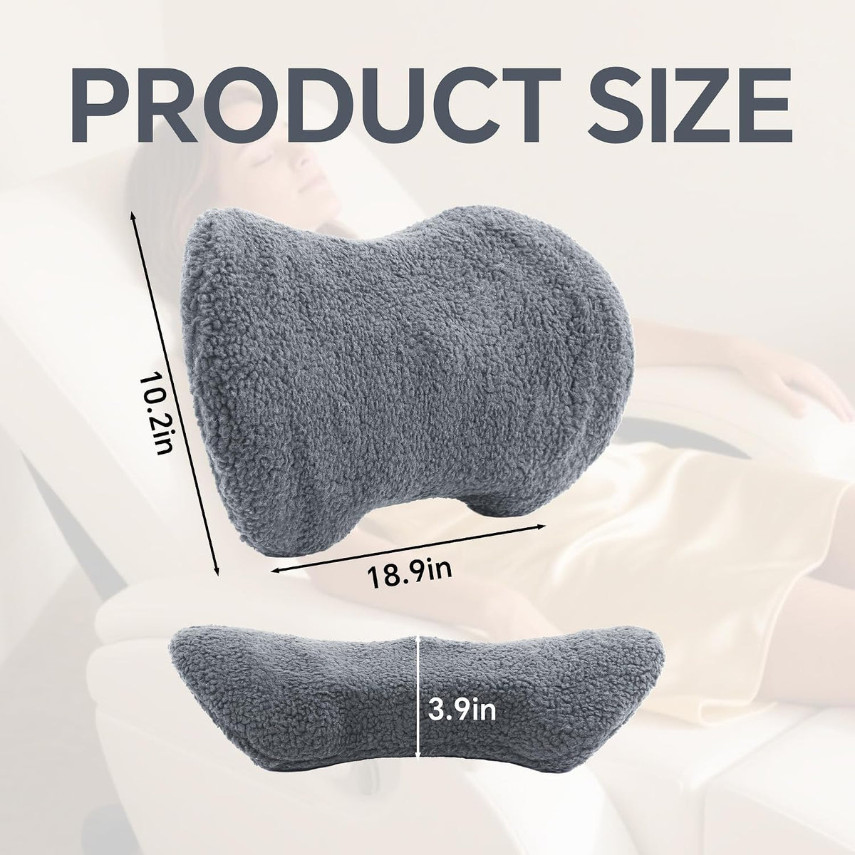 ROYALAY Sherpa Lumbar Support Pillow for Recliner, Memory Foam Back Pillow for Chair, Warm Couch Back Cushions for Elderly with Machine Washable Cover, Lumbar Pad for Car Office Chair, Brown
