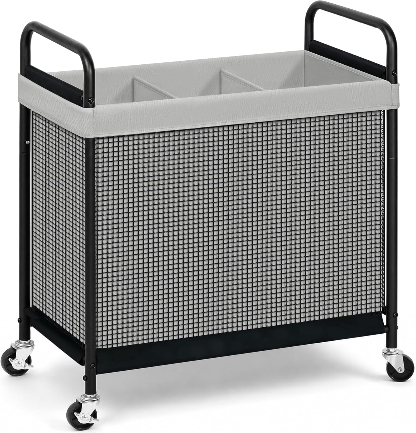 STORAGE MANIAC Rolling Laundry Hamper with Wheels 2-Section Laundry Sorter Rolling Laundrys Basket on Wheels with Removable Bag Clothes Hamper Laundrys Organizer Cart Bathroom Bedroom 100L Beige