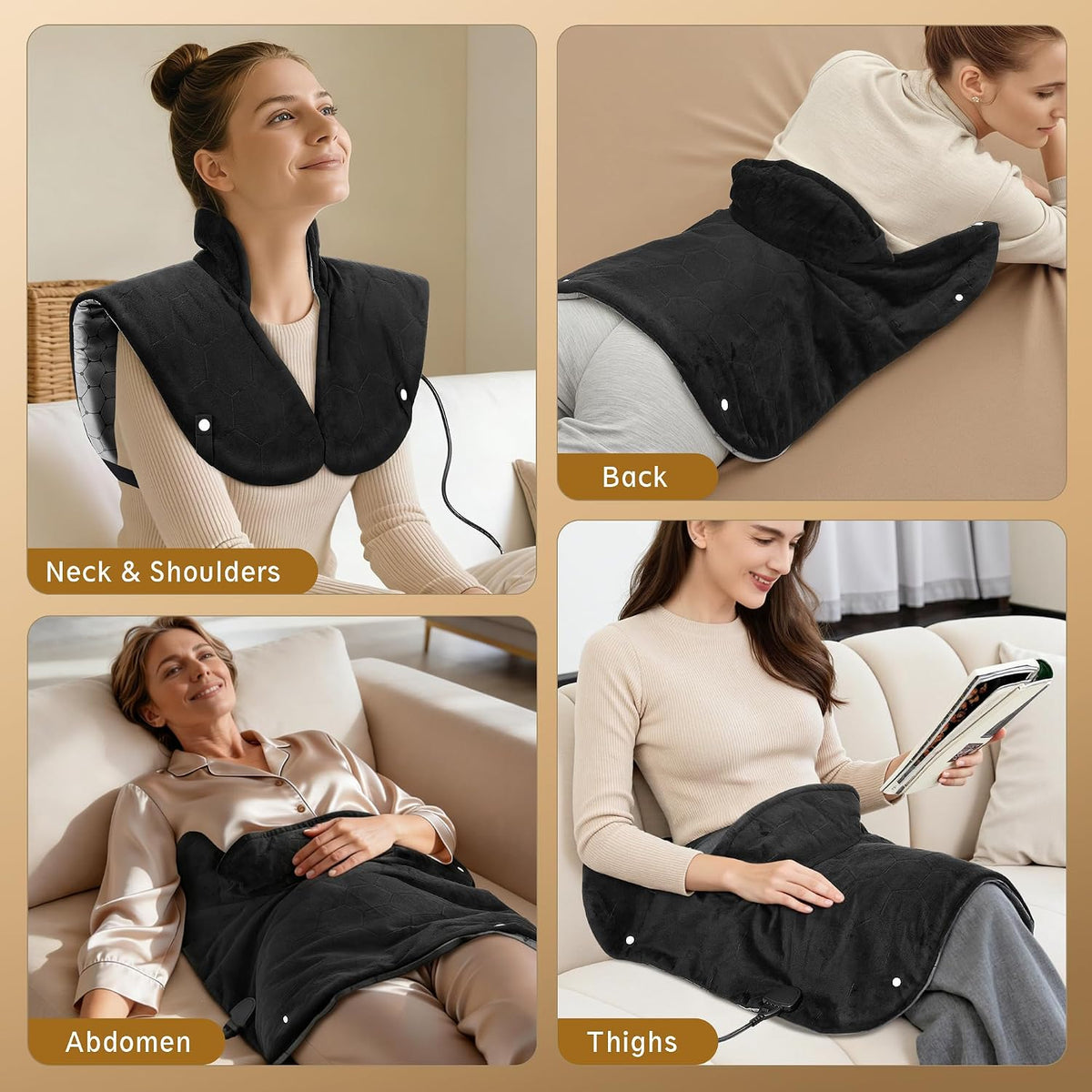 30s Fast Heating Pad for Neck Shoulders and Back, 6X Deeper Pain Relief