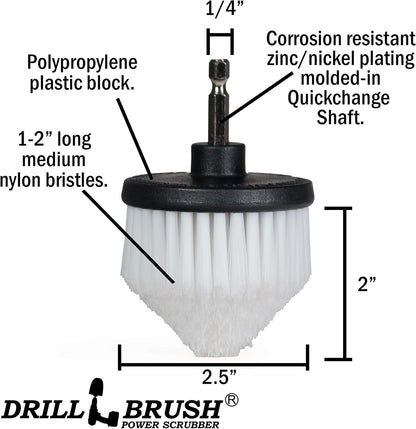 Drillbrush Multipurpose Cleaning Brush Set - Grout, Tile, Shower, Brick | Drill Brush Attachments for Cleaning Car Seats, Stone, Fiberglass, Griddles, and More - Truck/Car Detailing Drill Attachment