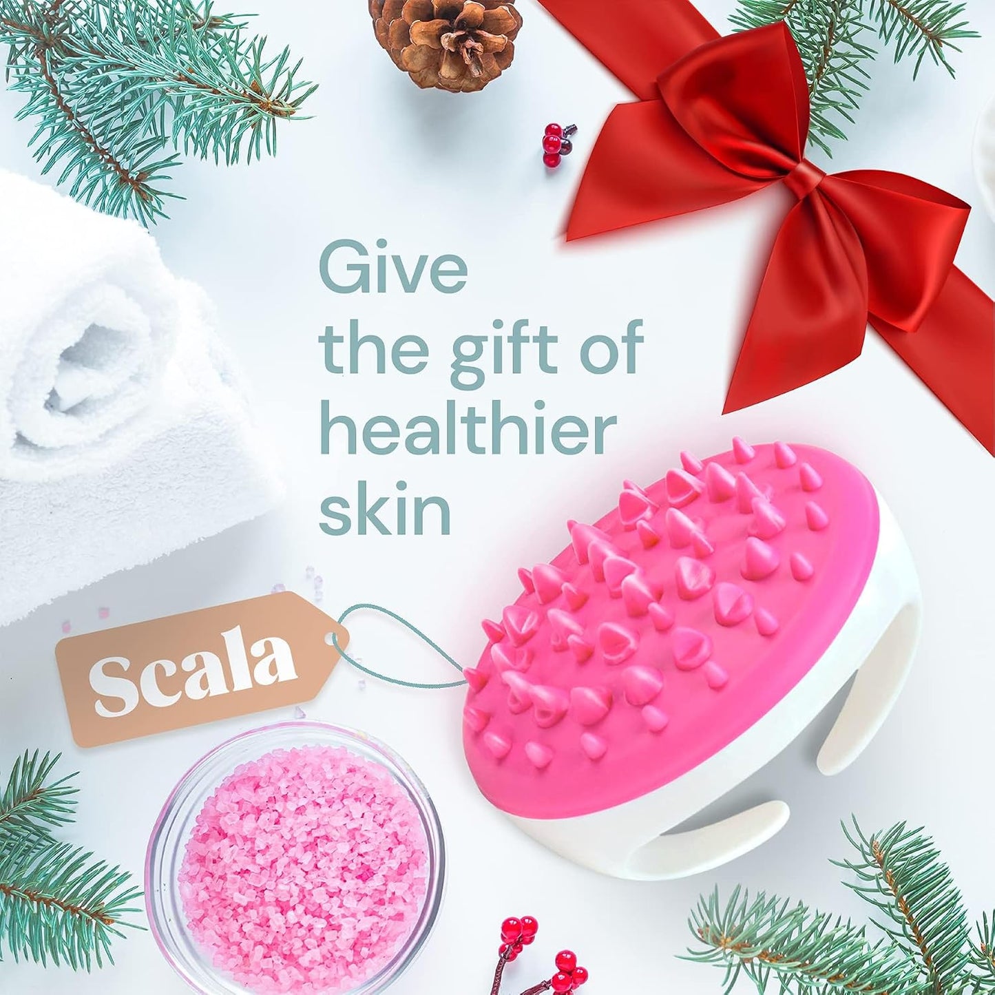 Scala Cellulite Massager Silicone, Bath Scrubber for Smoother Skin Pink | Silicone nodules exfoliate, cellulite remover, body massager Tool, exfoliator, fat roller use with creams and Oils