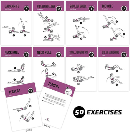 NewMe Fitness Pilates Workout Cards, Fitness Deck for Women and Men