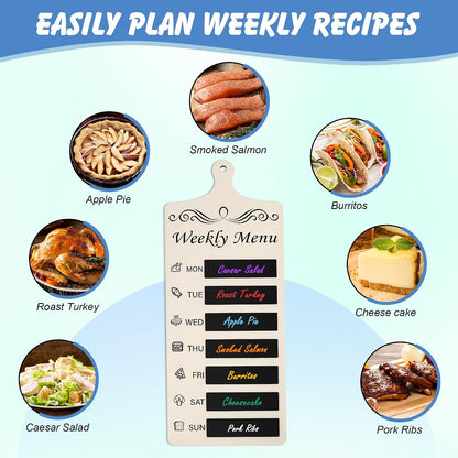 Catcan Magnetic Wood Menu Board for Fridge Meal Planner Chalkboard