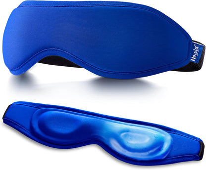 Cooling Gel Eye Mask for Puffy Eyes, Contoured Cold Compress for Eyes, Reusable Cold Eye Mask for Puffiness, Migraine & Tired Eyes, Post Surgery, Ice Gel Pack for Eye Care, Adjustable Strap (Blue)