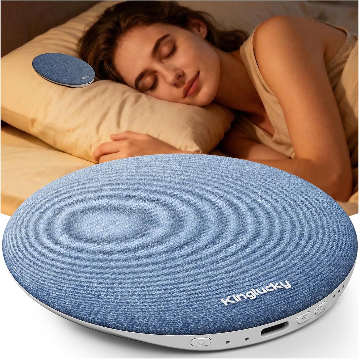 Kinglucky Pillow Speaker for Sleeping, Built-in White Noise Ultra-Thin Bluetooth 6.0 Under Pillow Speaker for Side Sleepers,Auto Shut-Off, Rechargeable Portable for Travel, Couples Shared Bed, Blue