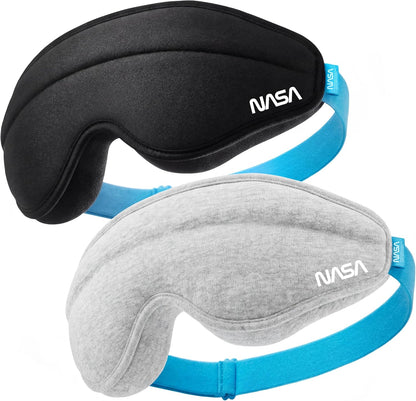 NASA Sleep Mask with LightBlock™ Barrier | Total Blackout | For Men & Women | Official NASA Design | Cooling Memory Foam | 3D Eye Cups | Includes Noise-Blocking Earbuds