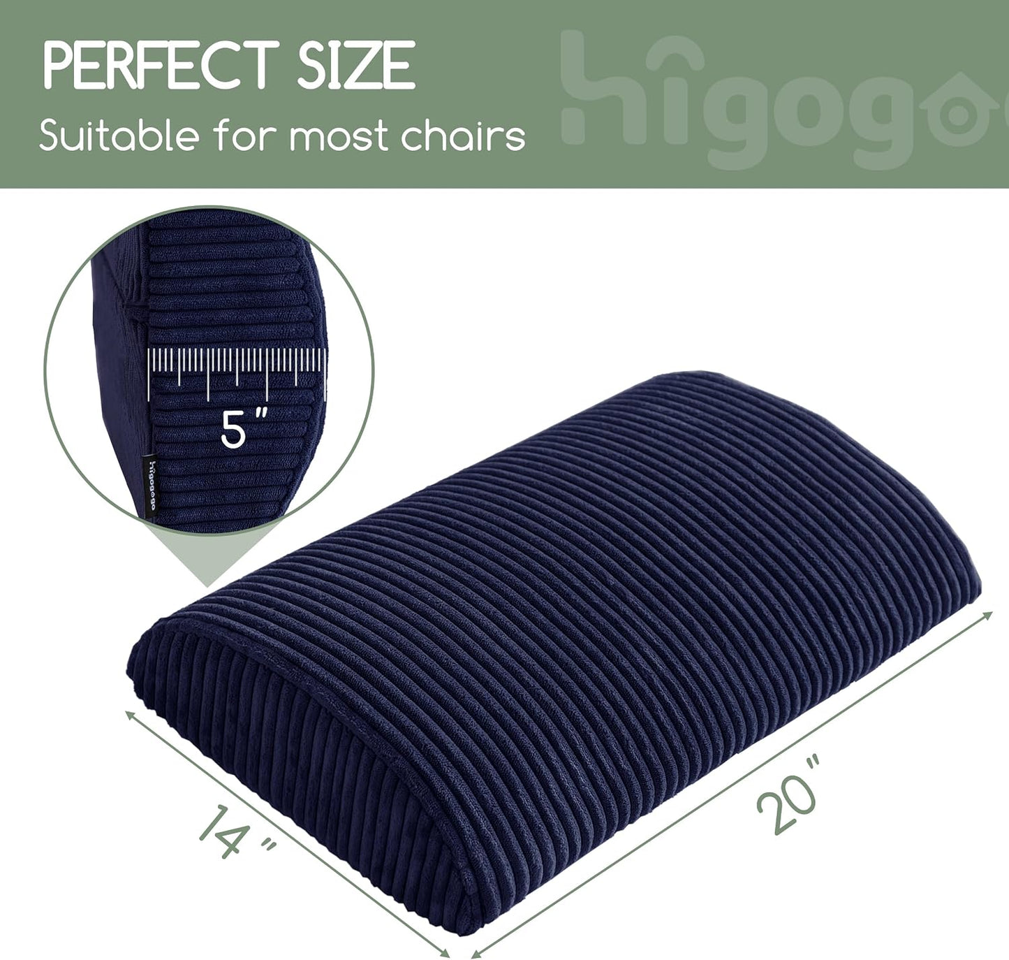 HIGOGOGO Lumbar Support Pillow for Recliner Chair/Accent Chair/Couch, Memory Foam Back Support Cushion for Elderly, Recliner Cushions for Back Rest, Pain Relief, Reading, Washable Cover, Brown