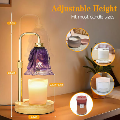 XJZJY Pink Flower Candle Warmer Lamp with Timer, Birthday Gifts for Women