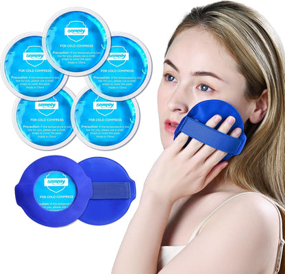 samply Small Gel Ice Packs, 5 Mini Reusable Cold Packs with 2 Covers