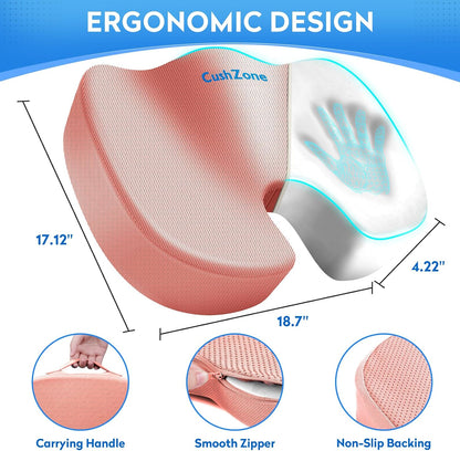 CushZone Seat Cushion Memory Foam Chair Pad for Office & Car, Black
