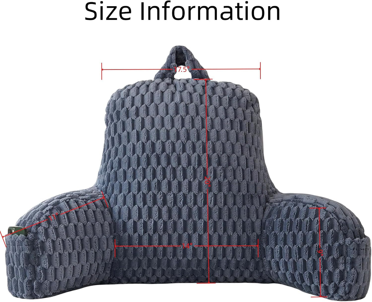 Large Reading Pillow for Adults, Back Support Pillow for Sitting Up in Bed with Arms, Couch for Lounging Bedrest, Pink