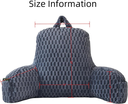 Large Reading Pillow for Adults, Back Support Pillow for Sitting Up in Bed with Arms, Couch for Lounging Bedrest, Pink