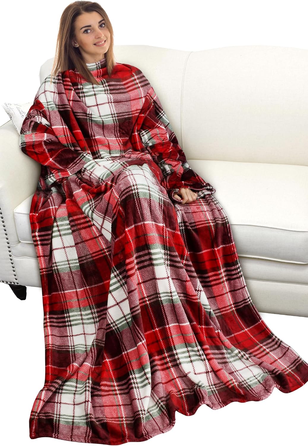 Catalonia Wearable Blanket with Sleeves for Women & Men, Fleece Wrap Throw | Cozy Sleeve Design for Hands-Free Comfort, Perfect for Reading, TV Time & Relaxing, Christmas & Birthday Gift