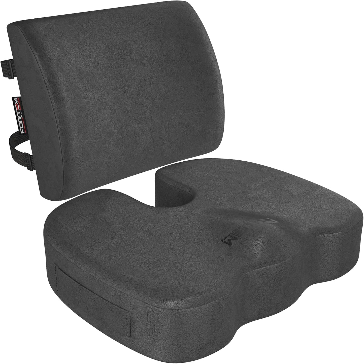 FORTEM Seat Cushion, Office Chair Cushion, Lumbar Support Pillow for Office Chair, Memory Foam Car Seat Cushions, Sciatica Coccyx Tailbone Pain Relief, Cushions for Back Support, Washable, Non Slip