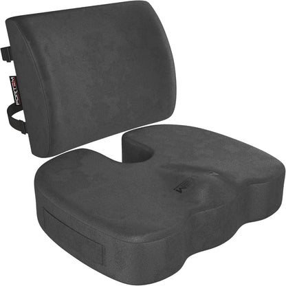 FORTEM Seat Cushion, Office Chair Cushion, Lumbar Support Pillow for Office Chair, Memory Foam Car Seat Cushions, Sciatica Coccyx Tailbone Pain Relief, Cushions for Back Support, Washable, Non Slip