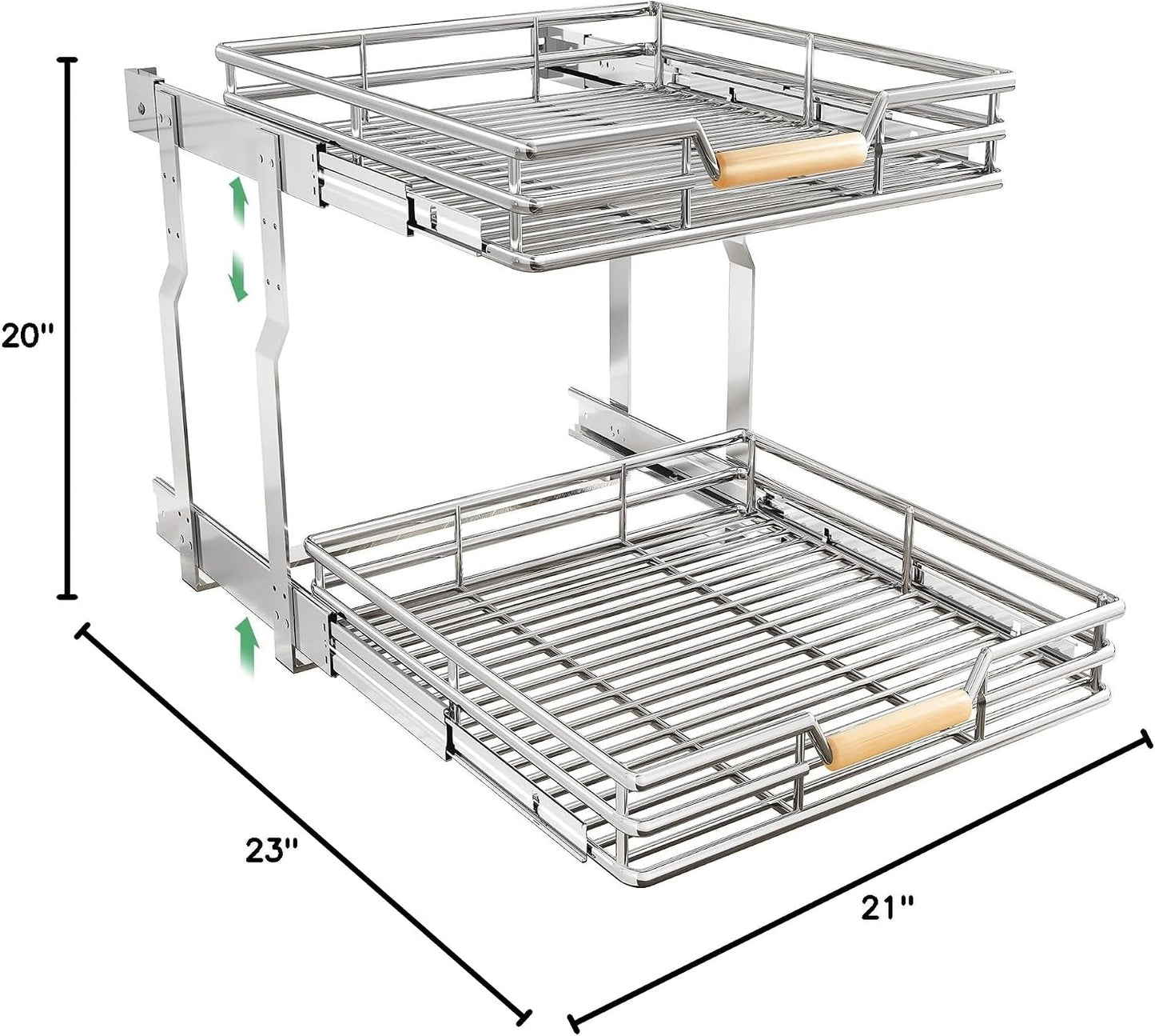 Pull out Cabinet Organizer, 15"W X 21"D, Heavy Duty Smooth Sliding Under Cabinet Shelves for Pots and Pans, Full-Extension Roll out Drawers, Slide out Organization for Home Kitchen Pantry