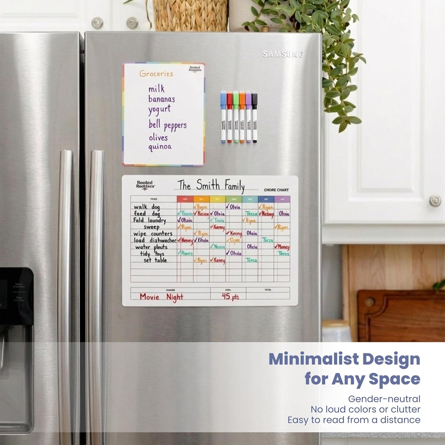 Large Magnetic Chore Chart for Refrigerator, Dry Erase Responsibility Board & Reward Tracker for Kids, Multiple Children, and Adults