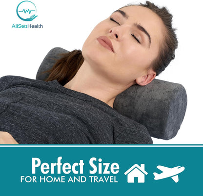 AllSett Health Firm Cervical Neck Roll Memory Foam Pillow, Bolster Pillow, Round Neck Support for Sleeping | Bolster for Bed, Legs, Back and Yoga