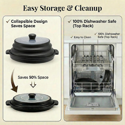 Microwave Bacon Cooker with Lid, 3-Piece Bacon Tray for Microwave Oven | Crispier Bacon with Less Grease,Collapsible Cover,Grease-Draining Rack,Oil Collection Tray,BPA-Free Material