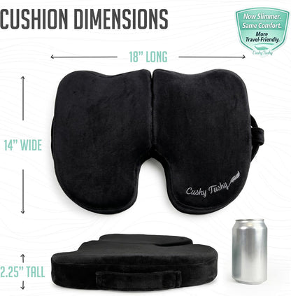 Cushy Tushy Premium Foldable Travel Seat Cushion - for Relief of Lower Back, Sciatic, Butt and Tailbone Pain - for Home & Office Use, Perfect for Travel or Driving - Coccyx Seat Cushion