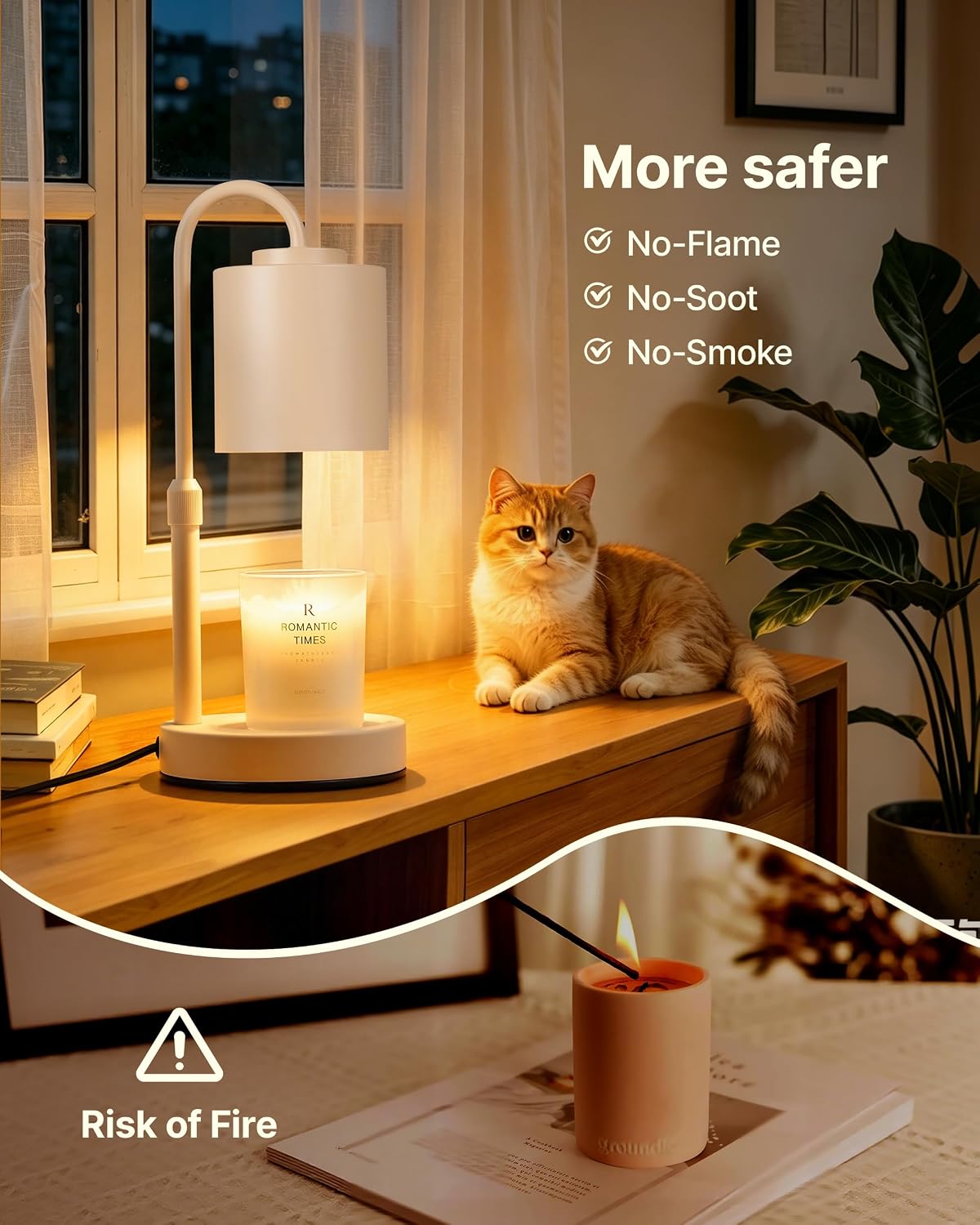 CASTLELIFE Dimmable Candle Warmer Lamp with Timer, Height Adjustable Candle Warmer for Jar Candles, Electric Wax Melt Warmer for Home Decor House Warming Gifts, Birthday Gifts for Women, Black Clear